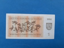 1 x 1 Talonas Litauen / guter Zustand / Geldschein Banknote von 1992