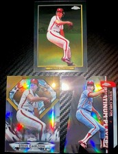 (3)Lot STEVE CARLTON 2020, 2021, 2022 Topps Chrome Refractor Die Cut Turkey Red