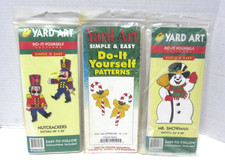 Christmas Winter Yard Art Candy Canes Nutcrackers Snowman Patterns Set of 3
