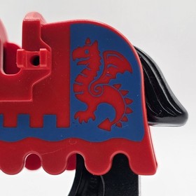 LEGO Black Horse Minifigure Red Blue Dragon Armor Barding Castle 6086 6085 6060