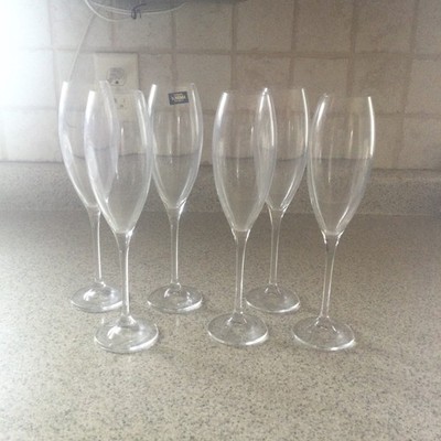 Crystalite Bohemia Set Of 6 Clear Champagne Flutes Glasses 10 1/2'' 10oz