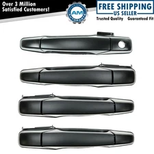 Black Outside Exterior Door Handle Set of 4 Kit for Chevy GMC Pickup Truck SUV