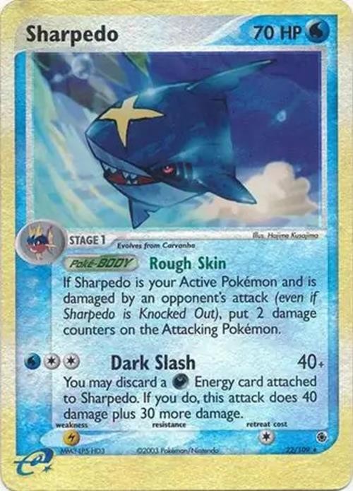 Sharpedo - 22/109 - Pokemon Ex Ruby & Sapphire Reverse Holo Rare NM