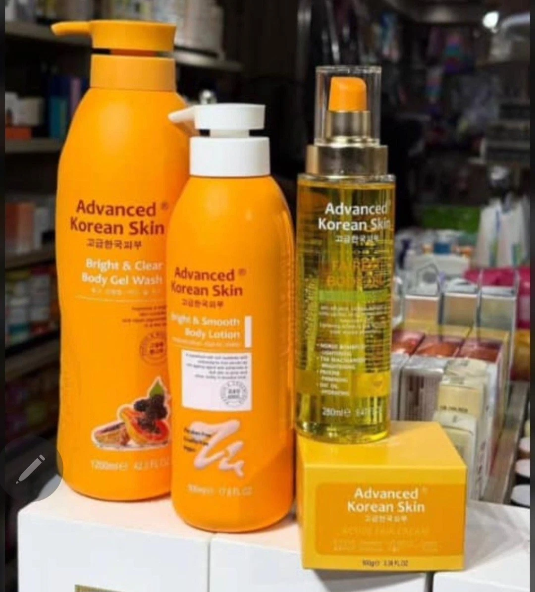 4 In 1 Advance Korean Skin Bright & Smooth Lotion, Oil. Face Cream & Shower