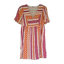 Old Navy Women's XS SS Pink Aztec Jacquard Print Tunic Dress Hippie Festival