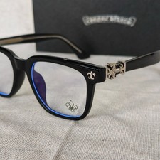 Chrome Style Hearts Eyeglasses Black Silvery Unisex Classic Eyewear,w/ Free Case