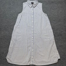 JH Collectibles Womens 8 Blue White Striped Sleeveless Cotton Shirt Dress