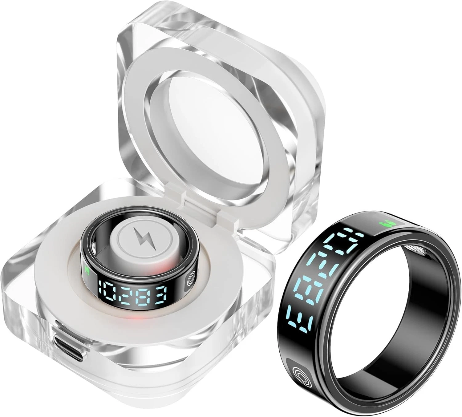 Size 9 Smart Ring with Display Fitness Tracker Heart Rate Monitor Sleep Track