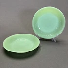 Fire King Jadeite Jane Ray Coupe Soup Bowls 7 5/8" Set of 2 Anchor Hocking