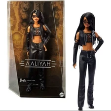 Barbie Signature Aaliyah Collectible Doll in Black Faux Leather Outfit - New NIB
