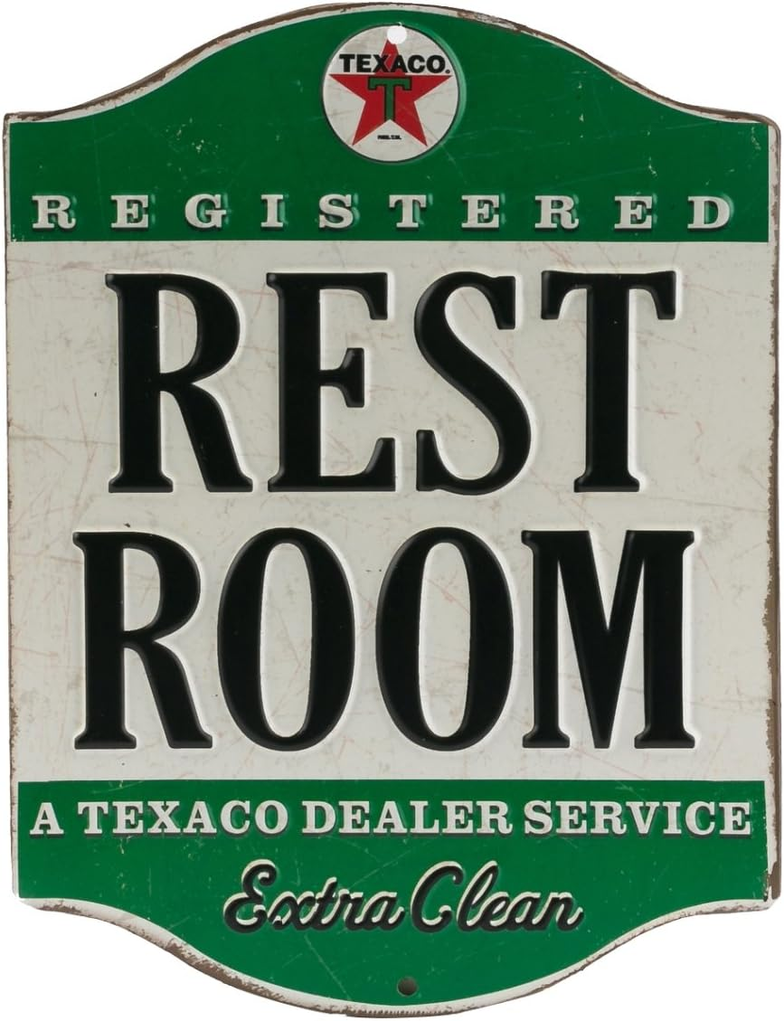 Texaco Restroom Embossed Metal Sign - Vintage Texaco Restroom Sign