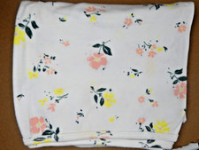 Carters Pink Yellow Flowers Floral White Baby Swaddle Knit Blanket 30x34