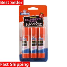 Washable Dissappearing Purple School Glue Sticks, 3 Pack, 6 grams Each