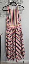 J.CREW Women's Sleeveless Dress Pastel Multicolor Striped Size 4 Cotton