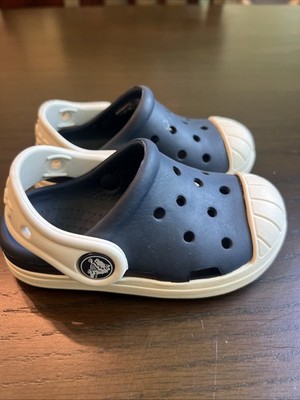 Crocs Children's Size C7 Bump It Clogs Navy Blue Oyster Straps Little Kids Shoes