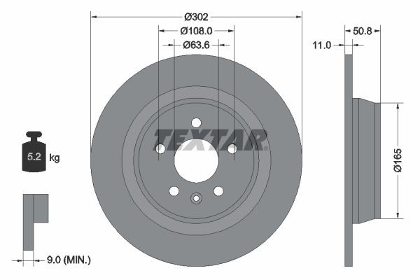 Textar Bremsscheiben Textar PRO Ø 302Mm Voll Beschichtet FüR Ford 92159303-image