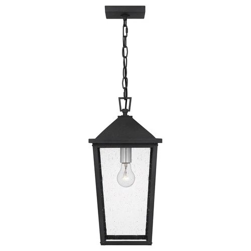Mottled Black One Light Outdoor Hanging Lantern from the Stoneleigh Collection - Picture 3 of 6