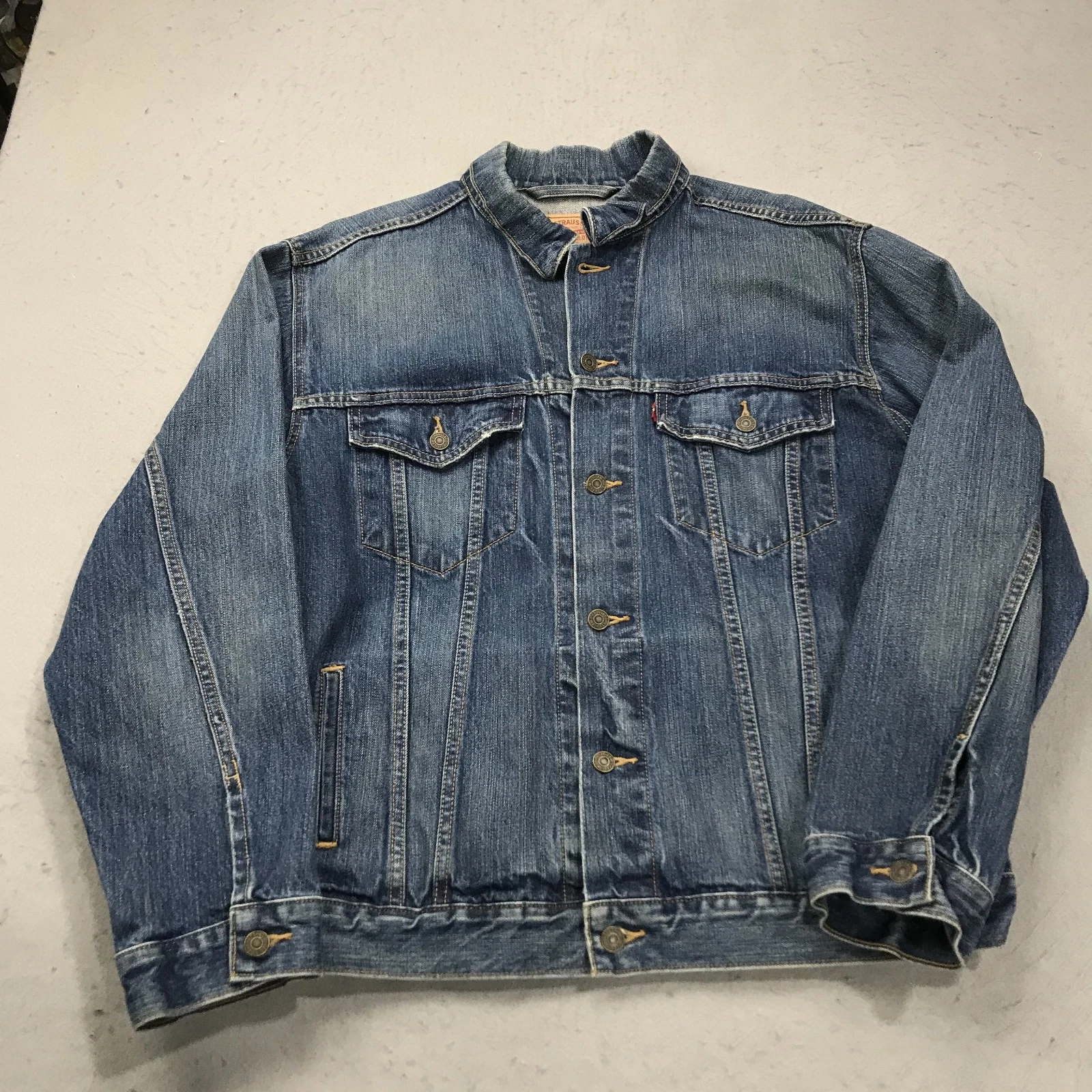 Levis Jacket Mens XL Blue Denim Standard Trucker Bomber Cotton Workwear 70507