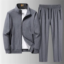  Mens Tracksuit 2 Piece Casual Pants Jacket Oversized Sweatsuit Lightweight Set