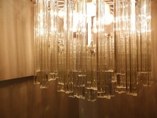 Venini Lampadario trilobi di Carlo Scarpa trasparente e blu