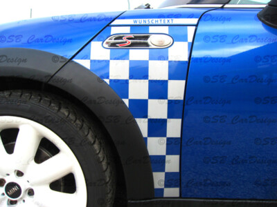 Kotflügel-Aufkleber Fender Decal f. MINI COOPER R50 R53 CHECKMATE Look One Works