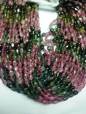 3 Strands lot Multi tourmaline gemstone oval smooth 4X6 mm  beads 13'' strand
