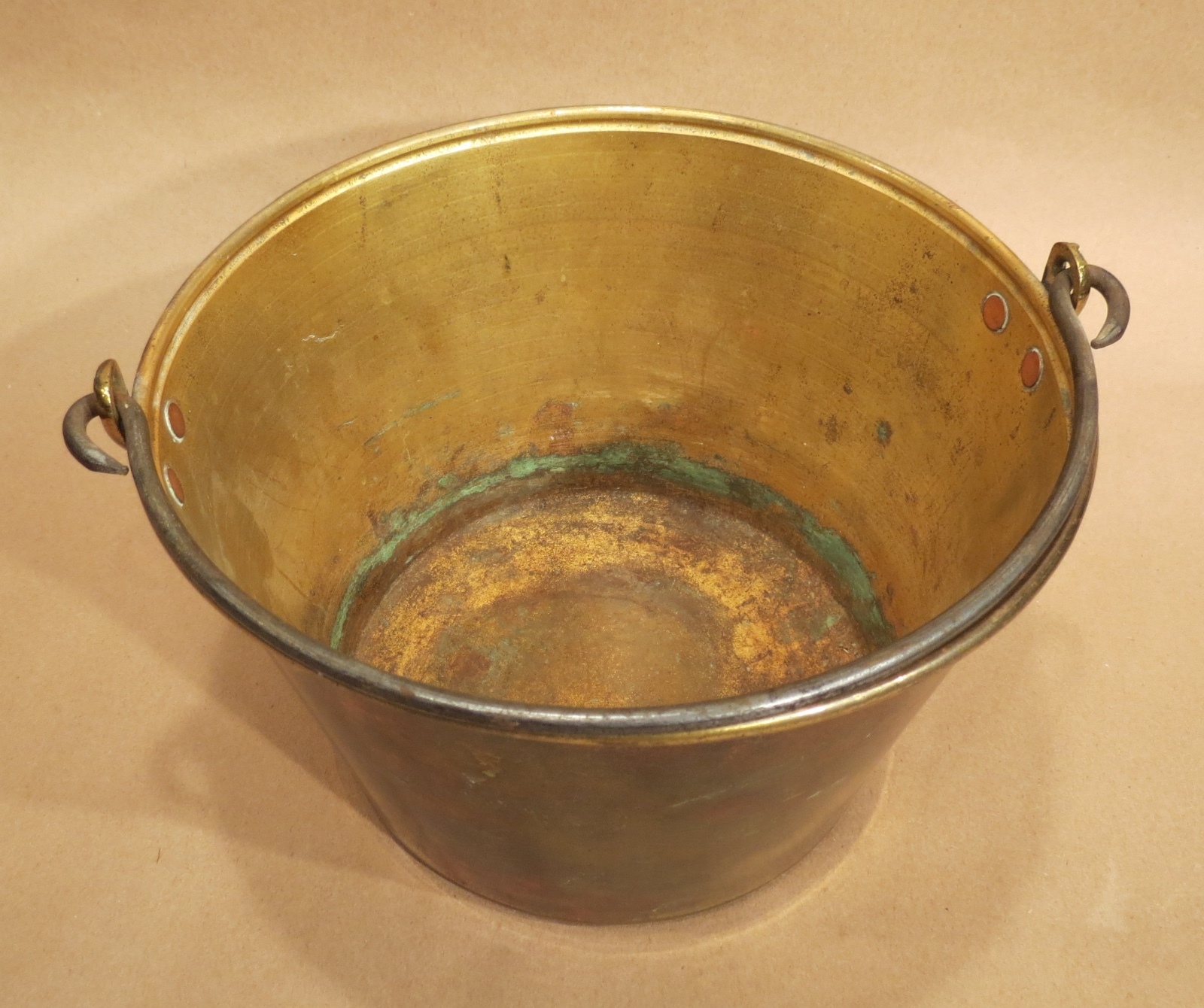 Antique Brass Bucket / Pail Feb. 13, 1866 Ansonia Brass Co. / H.W