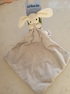 JoJo Maman Bebe Baby Comforter grey Rabbit Bunny soft toy lapin