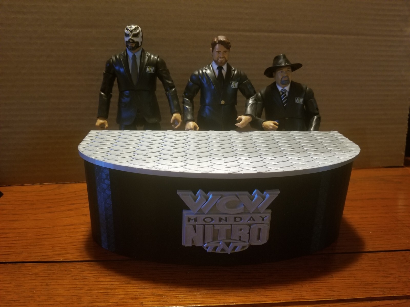 WWE JAKKS Mattel WCW Announce Table Steel Top Version Fodder Accessory