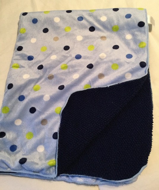 Just Born Baby Blanket Polka Dots Navy Blue Sherpa 29" x 36" eBay