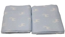 2 Light Blue Flannel Pillowcases W/ Little White Deer. 20 X 28 Standard/queen