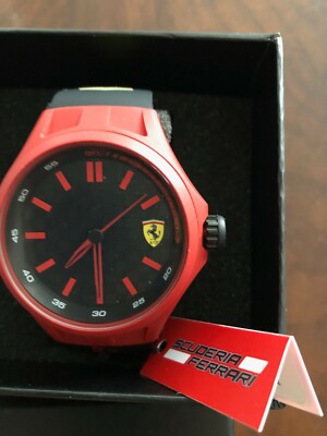 NWT Men's Ferrari Scuderia Black & Red Watch $135 0830194