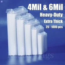 Clear Re-Seal Plastic Bags 4 Mil HEAVY-DUTY Poly Reclosable 6 Mil Zipper Bags