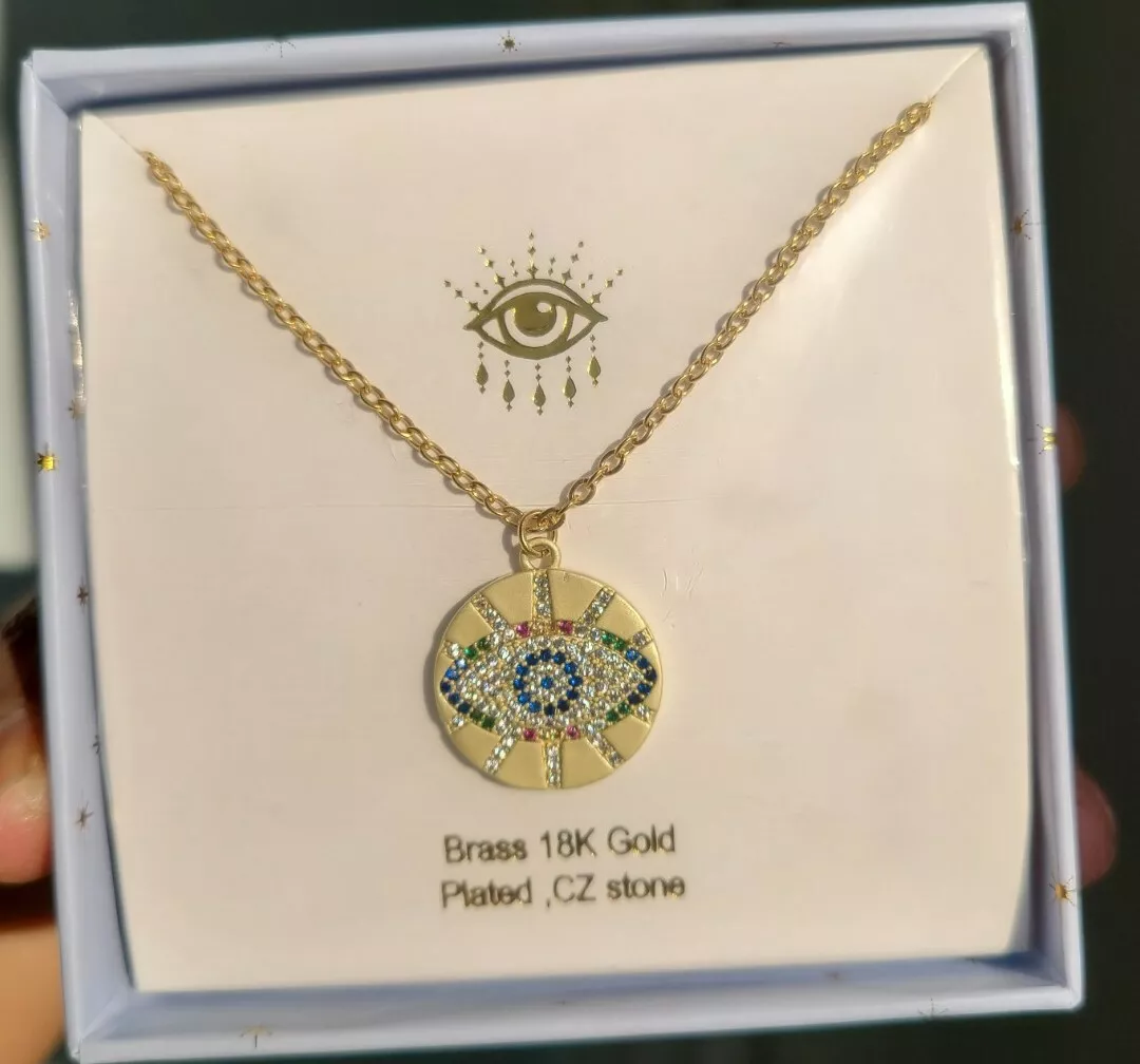 EYE CANDY LOS ANGELES Sterling Silver Pave CZ Evil Eye Pendant