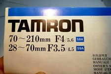 Tamron 70-210mm f4-5.6 28-70mm f3.5-4.5 Lens Instruction Manual Guide Adaptall