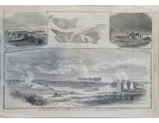 Fort Pulaski Plan of Attack 1862 Harpers Weekly Civil War Wood Block Engraving