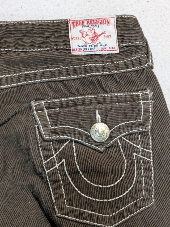 Pantalón True Religion Marrón Pana Joey Grande T Talla 26 28x28 Pierna Recta Tiro Bajo Foto 3 de 4