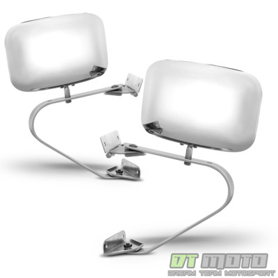 Pair Of Chrome Manual Towing Mirrors For Ford F-150 F-250 F-350 (1980-1996) - XL XLT Pickup