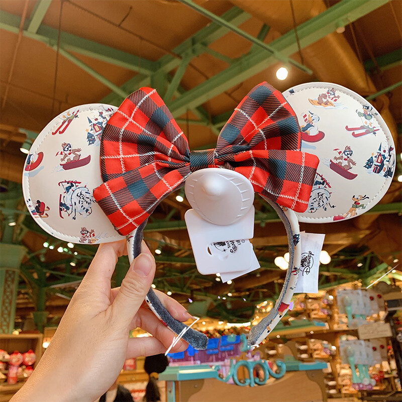 ?NWT Disney Parks Christmas Lodge Snow Holiday Mickey Minnie Bow Ears Headband Disney Parks Holiday Lodge Snow Mickey Christmas Minnie  main image 4