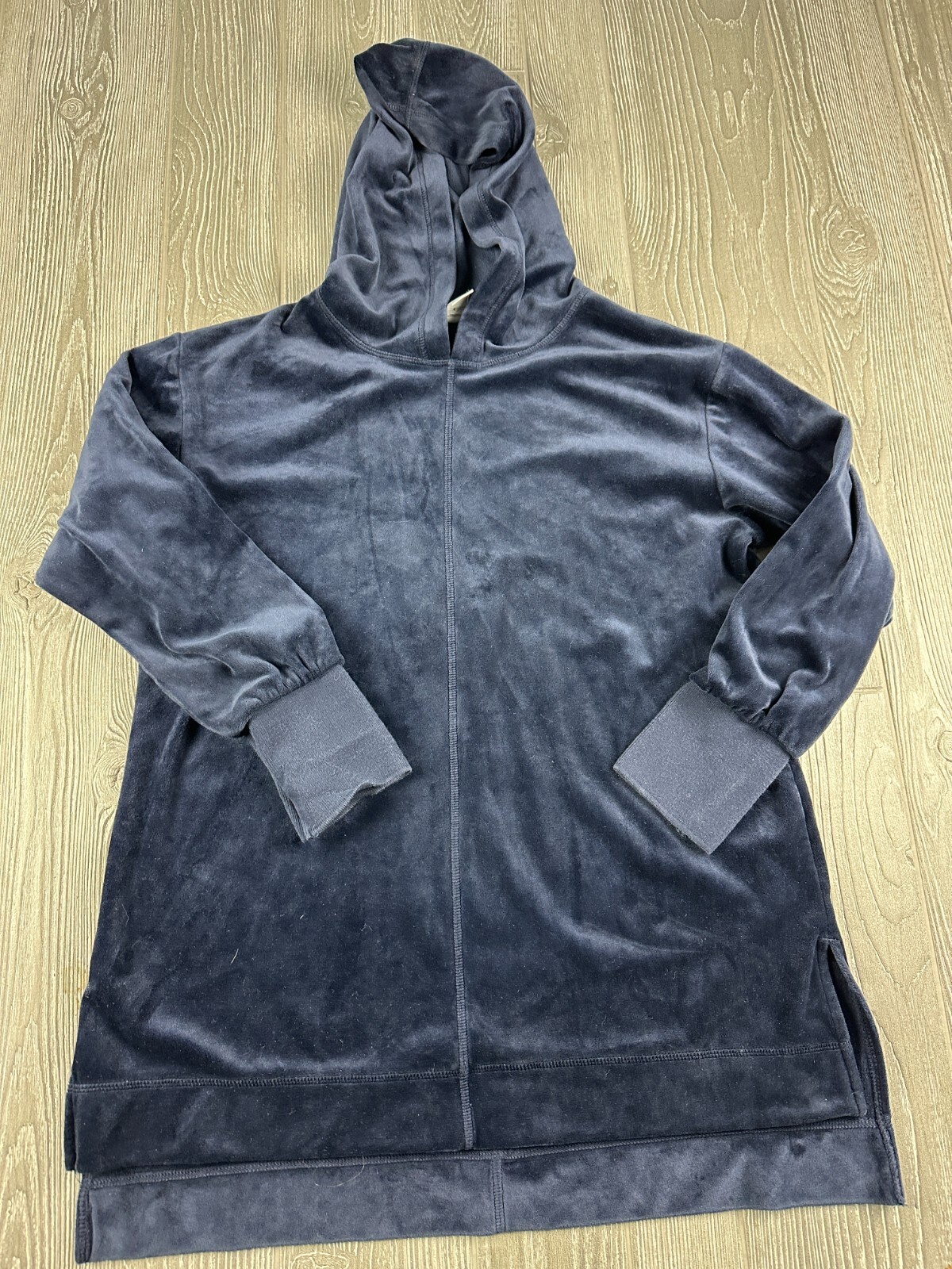 Chicos Zenergy Velvet Tunic Hoodie Pullover Blue … - image 1