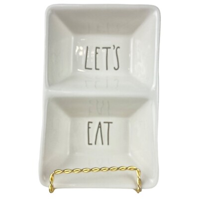 Rae Dunn Artisan Collection ''LETS EAT'' Snack Tray Large Letters Farmhouse NEW