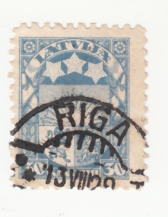 LATVIA 1927. Coat of Arms. 30s. Stamped: RIGA. Sc# 148.