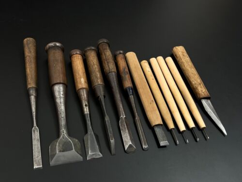 Vintage Japanese Chisel 13set Nomi /Hand Plane Saw Iron Hammer Hand Tool/d14 - Picture 8 of 24