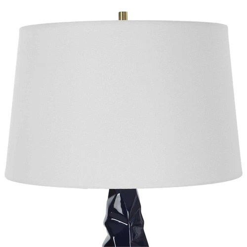 Uttermost Kavos Contemporary Ceramic Iron Fabric Geometric Table Lamp in Blue - Picture 5 of 7