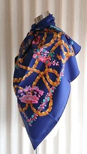 HERMES Scarf Carre 90 Silk 100 " Le Sacre du Printemps " navy blue, multicolor