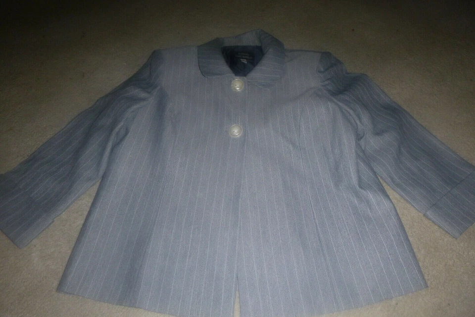 giorgio sant angelo серый n белая полоса 2 пуговицы брюки костюм размер 14 - Изображение 2 из 4