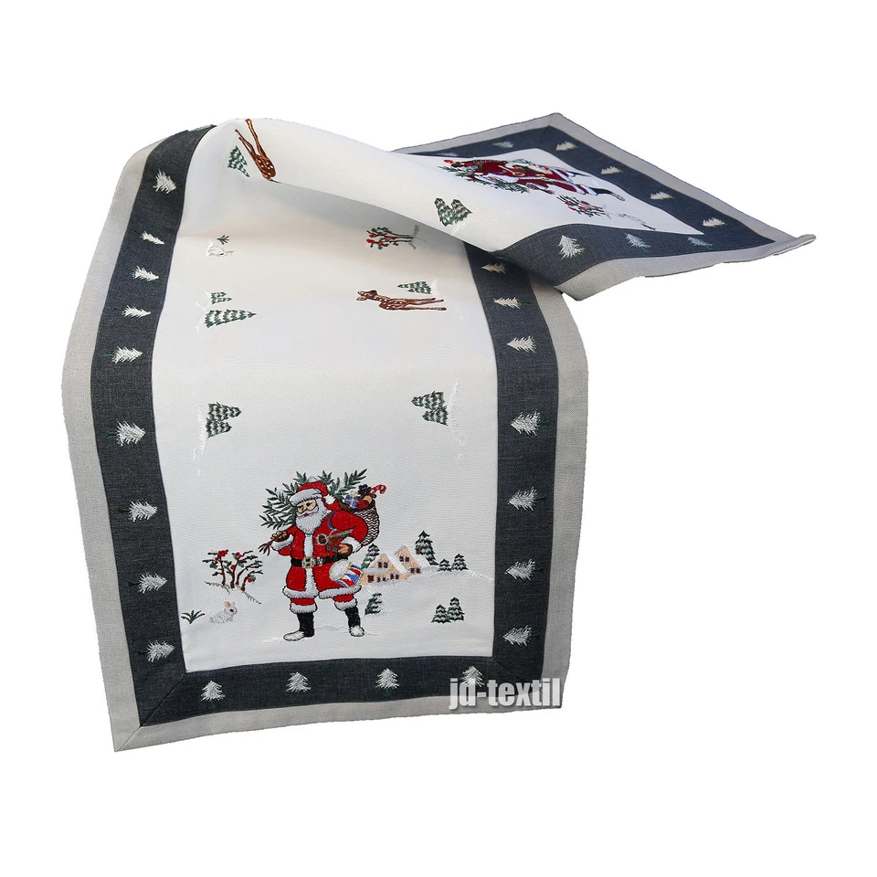 Weihnachten Tischdecke Tischläufer Tischband Mitteldecke Leinen Weihnachtsmann