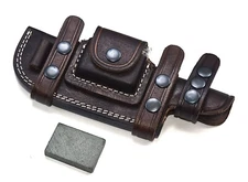 CFK Handmade DARK BROWN Leather Horizontal 6 INCH Scout Carry Sheath Knife Set