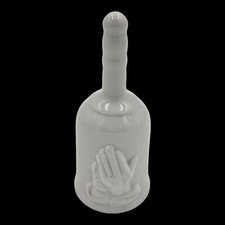 Vintage White Glazed Porcelain Decorative Bell Praying Hands