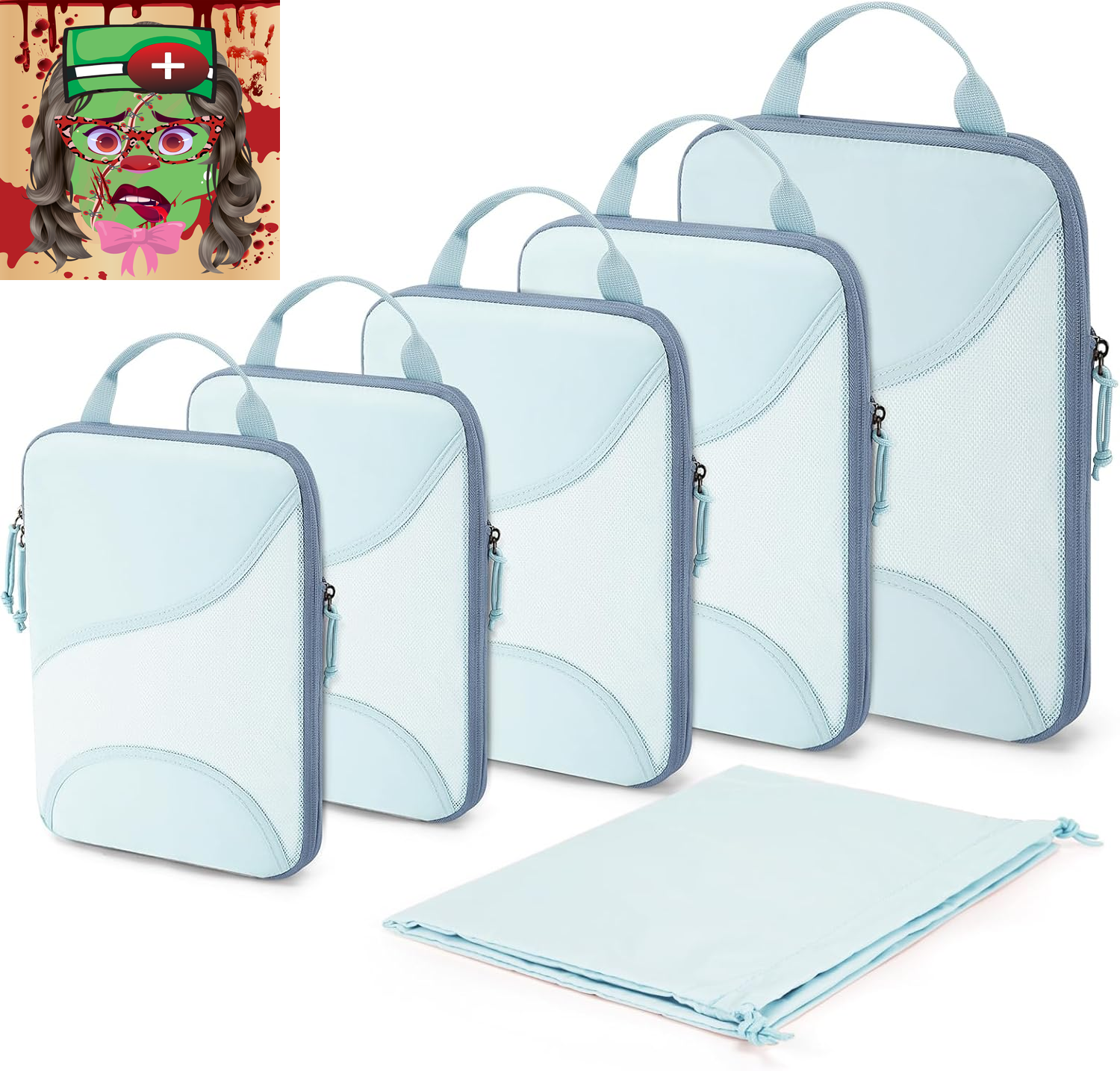 Compression Packing Cubes for Travel, 6 Set Travel Packing Cubes for Suitcases-image